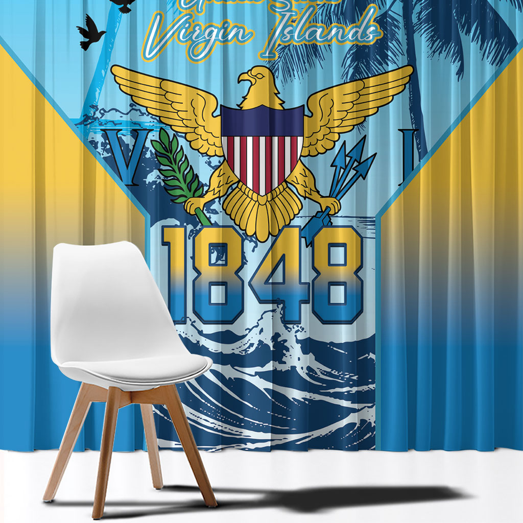US Virgin Islands Independence Day Window Curtain 1848 Proud Palm Tropical Style