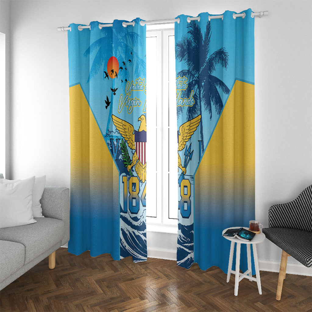 US Virgin Islands Independence Day Window Curtain 1848 Proud Palm Tropical Style