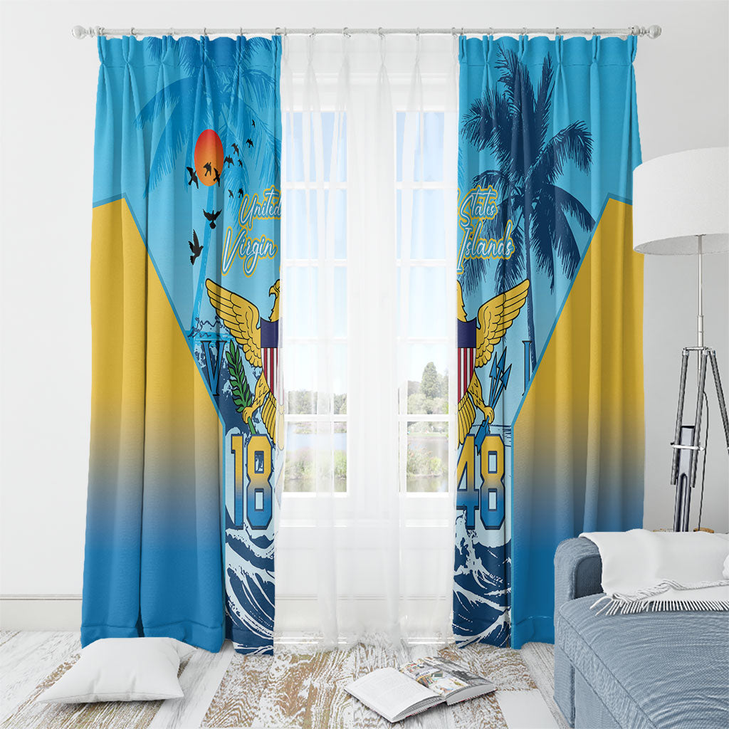 US Virgin Islands Independence Day Window Curtain 1848 Proud Palm Tropical Style