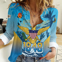 US Virgin Islands Independence Day Personalized Women Casual Shirt 1848 Proud Palm Tropical Style