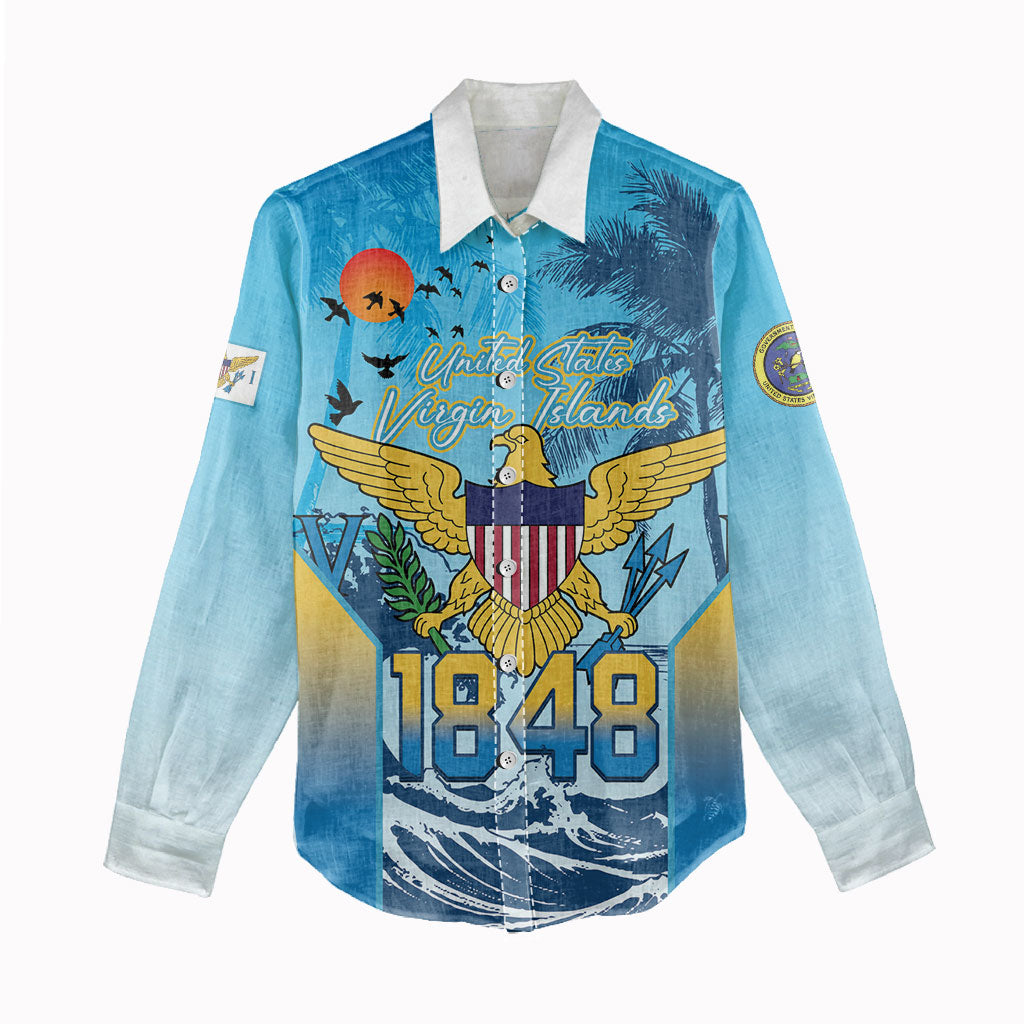 US Virgin Islands Independence Day Personalized Women Casual Shirt 1848 Proud Palm Tropical Style