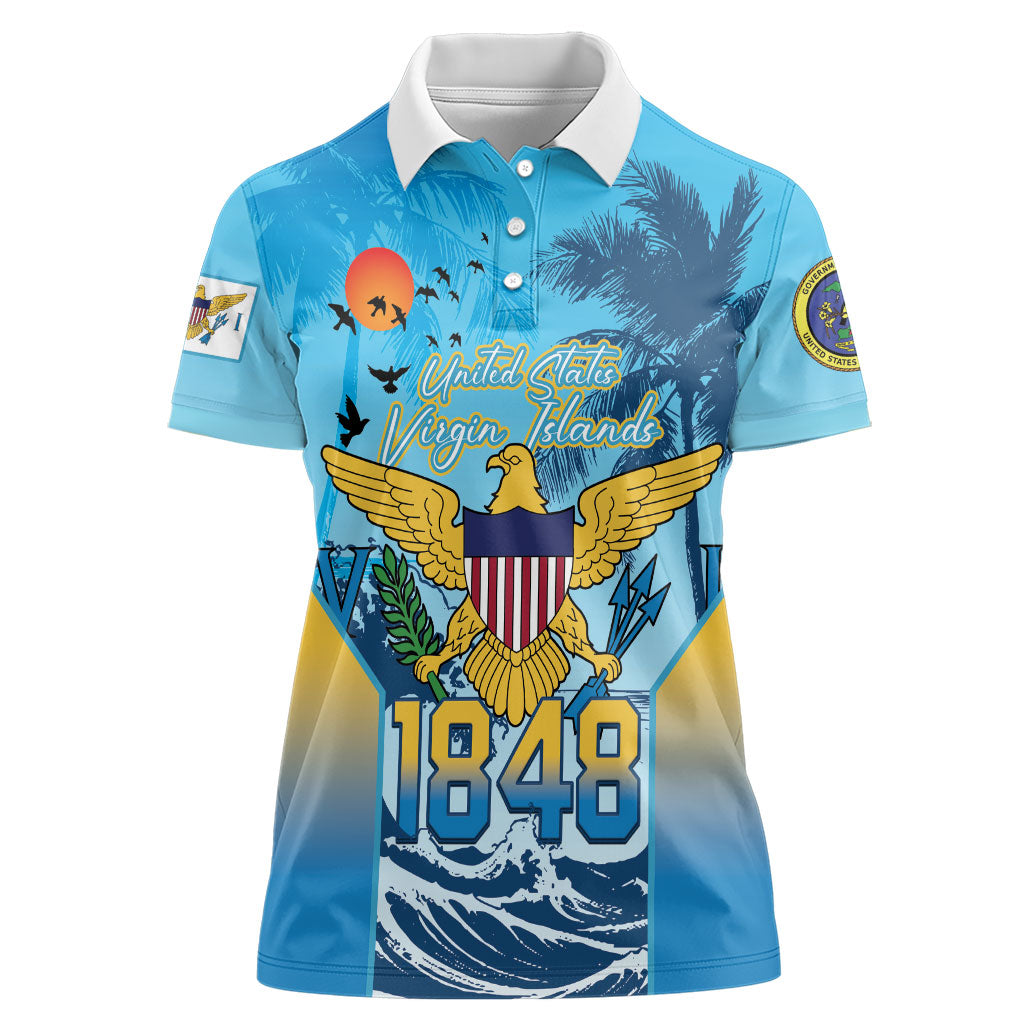 US Virgin Islands Independence Day Personalized Women Polo Shirt 1848 Proud Palm Tropical Style