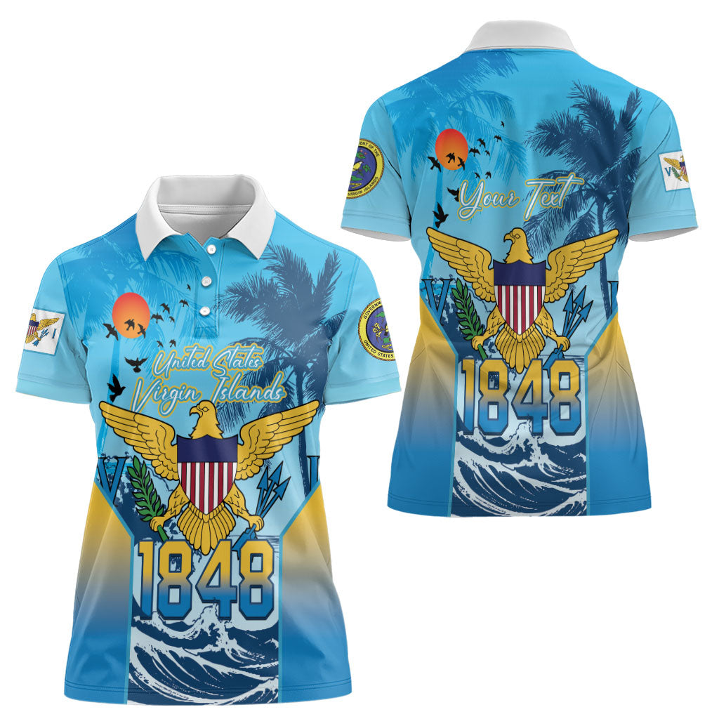 US Virgin Islands Independence Day Personalized Women Polo Shirt 1848 Proud Palm Tropical Style
