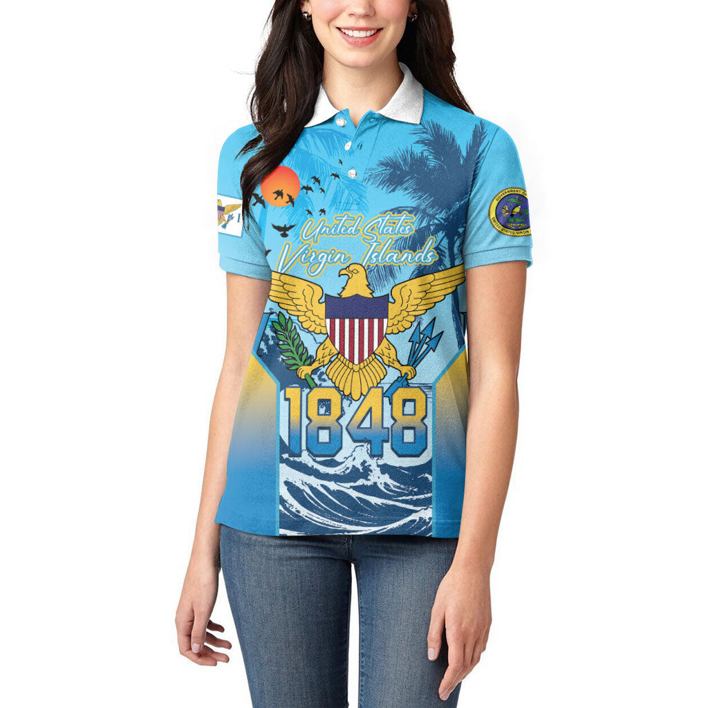 US Virgin Islands Independence Day Personalized Women Polo Shirt 1848 Proud Palm Tropical Style