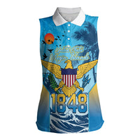 US Virgin Islands Independence Day Personalized Women Sleeveless Polo Shirt 1848 Proud Palm Tropical Style