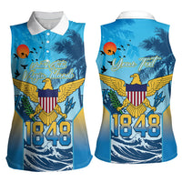 US Virgin Islands Independence Day Personalized Women Sleeveless Polo Shirt 1848 Proud Palm Tropical Style