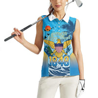 US Virgin Islands Independence Day Personalized Women Sleeveless Polo Shirt 1848 Proud Palm Tropical Style