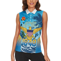 US Virgin Islands Independence Day Personalized Women Sleeveless Polo Shirt 1848 Proud Palm Tropical Style