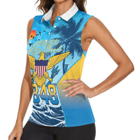 US Virgin Islands Independence Day Personalized Women Sleeveless Polo Shirt 1848 Proud Palm Tropical Style