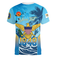 US Virgin Islands Independence Day Personalized Women V-Neck T-Shirt 1848 Proud Palm Tropical Style