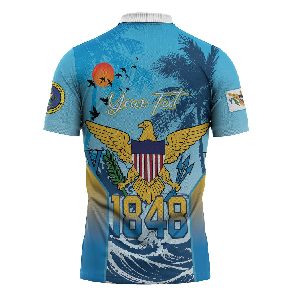US Virgin Islands Independence Day Personalized Zipper Polo Shirt 1848 Proud Palm Tropical Style
