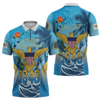 US Virgin Islands Independence Day Personalized Zipper Polo Shirt 1848 Proud Palm Tropical Style