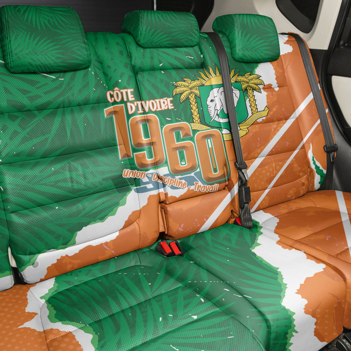 Cote d'Ivoire Independence Day Back Car Seat Cover 1960 Proud Coat Of Arms Grunge Style