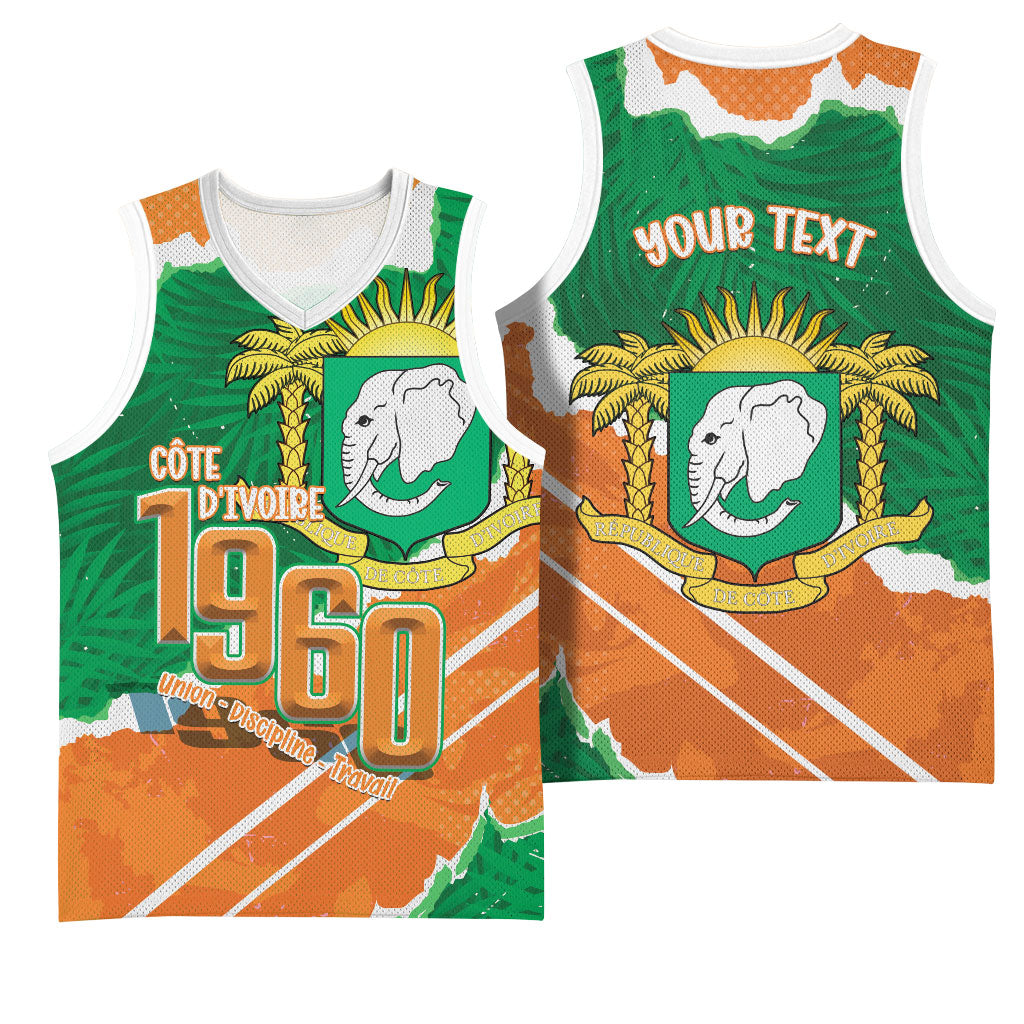 Cote d'Ivoire Independence Day Personalized Basketball Jersey 1960 Proud Coat Of Arms Grunge Style