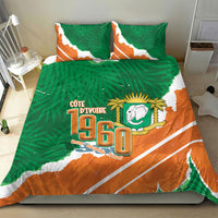 Cote d'Ivoire Independence Day Bedding Set 1960 Proud Coat Of Arms Grunge Style