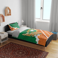 Cote d'Ivoire Independence Day Bedding Set 1960 Proud Coat Of Arms Grunge Style
