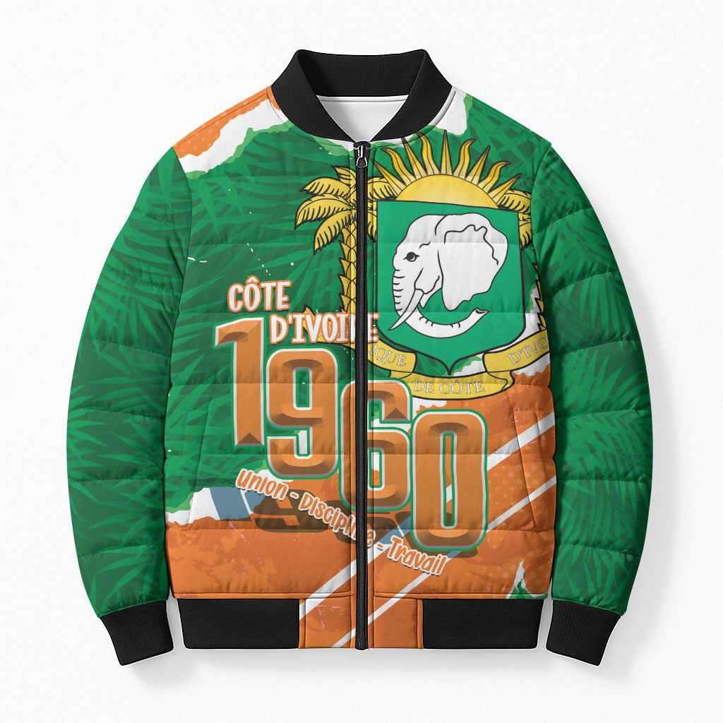 Cote d'Ivoire Independence Day Personalized Bomber Puffer Jacket 1960 Proud Coat Of Arms Grunge Style
