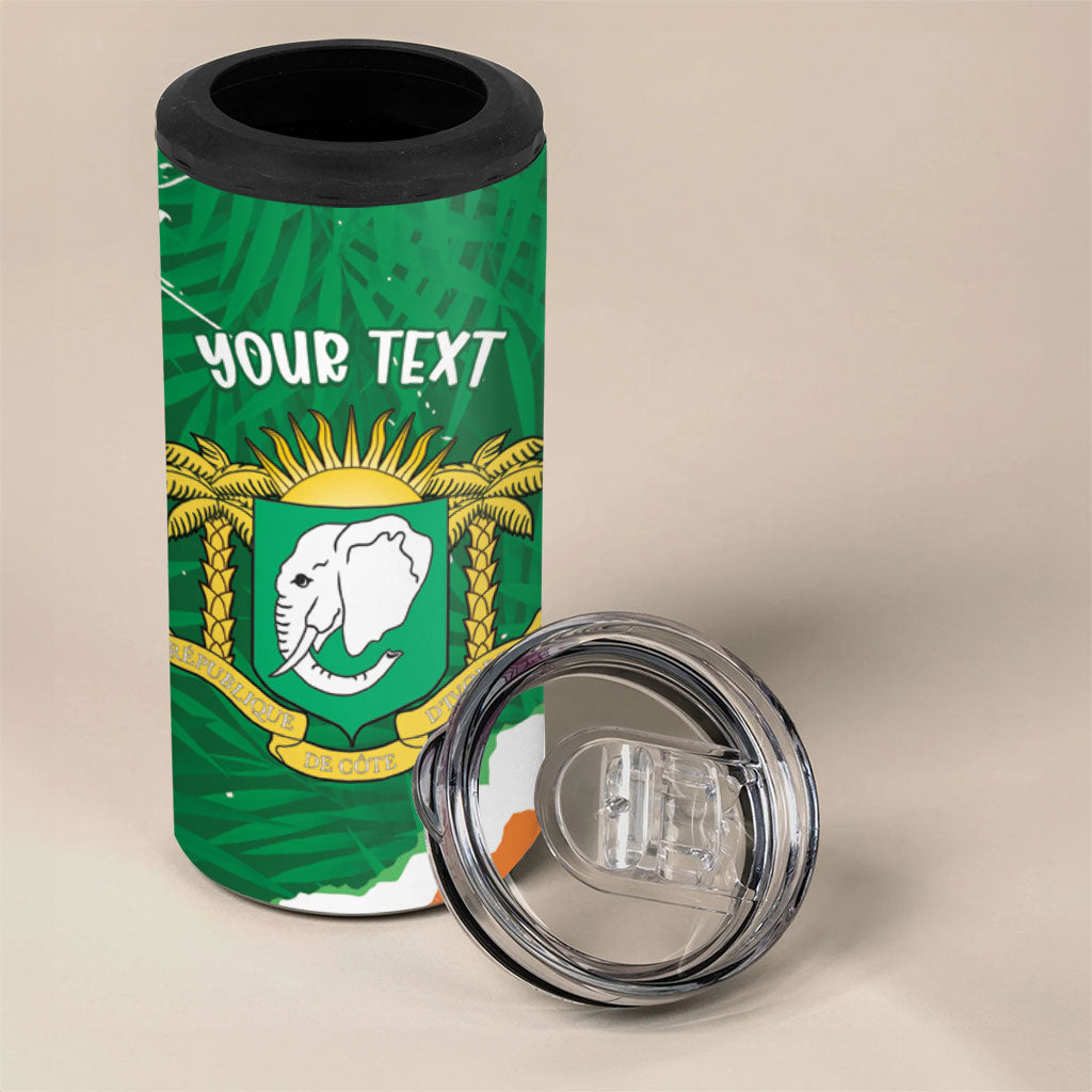 Cote d'Ivoire Independence Day Personalized 4 in 1 Can Cooler Tumbler 1960 Proud Coat Of Arms Grunge Style