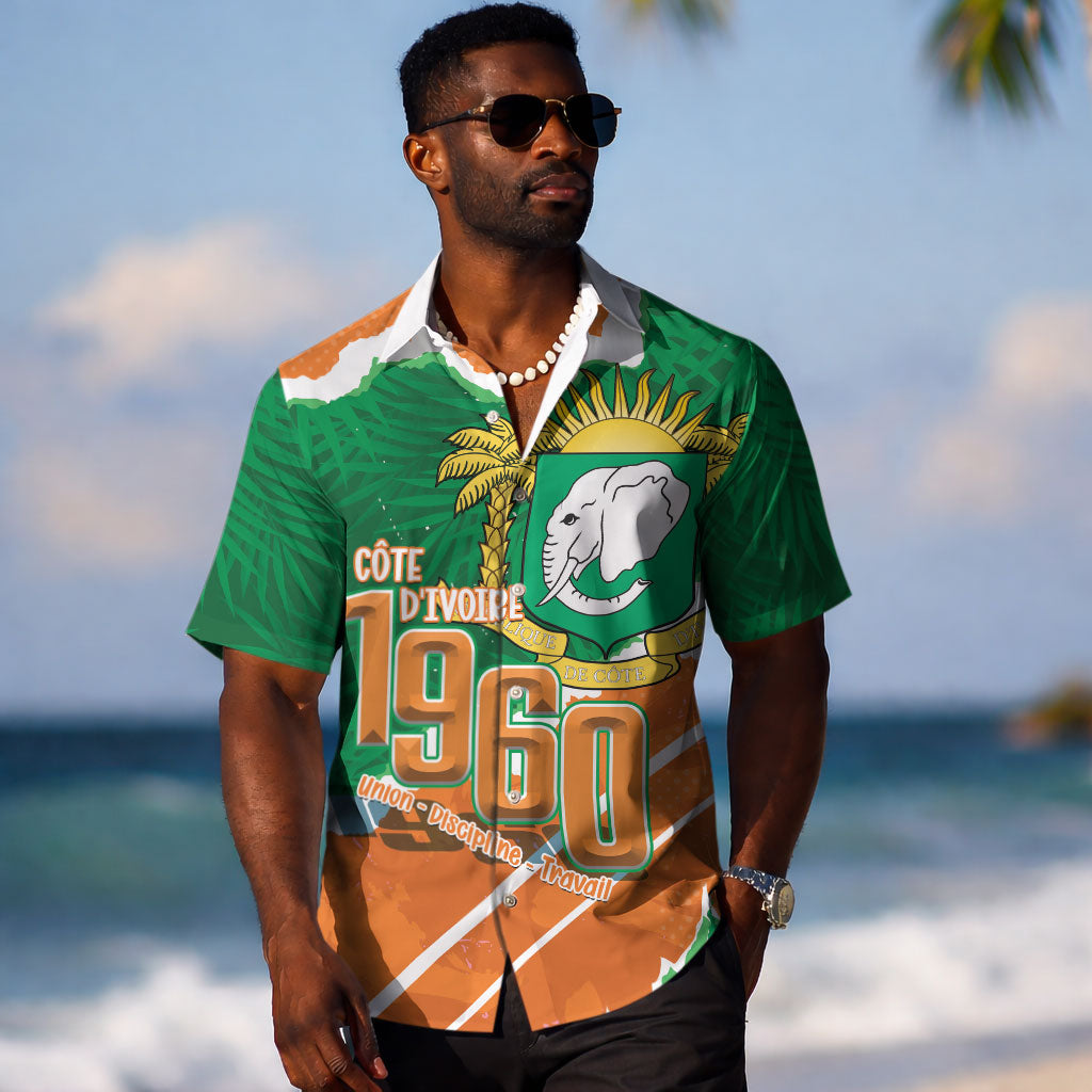 Cote d'Ivoire Independence Day Personalized Hawaiian Shirt 1960 Proud Coat Of Arms Grunge Style LT14