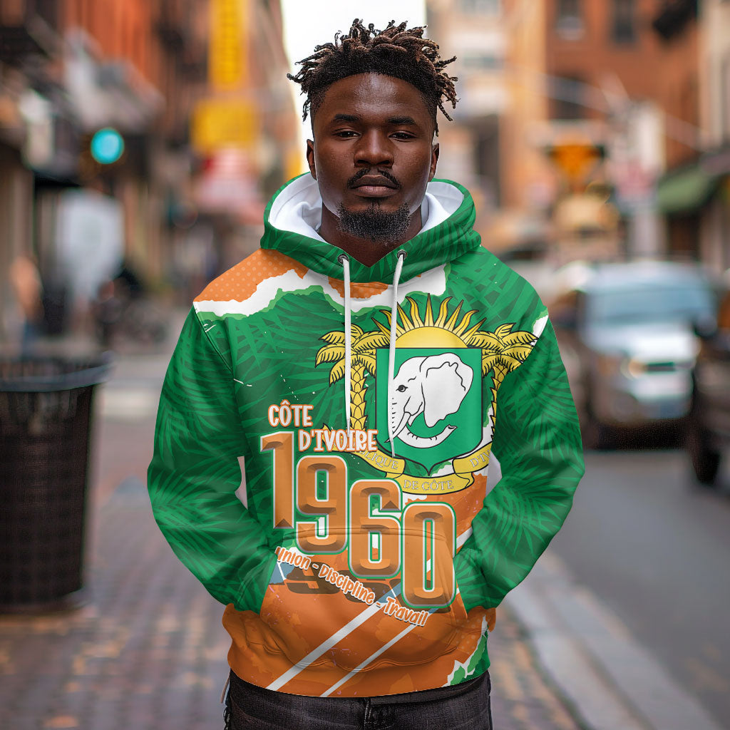 Cote d'Ivoire Independence Day Personalized Hoodie 1960 Proud Coat Of Arms Grunge Style
