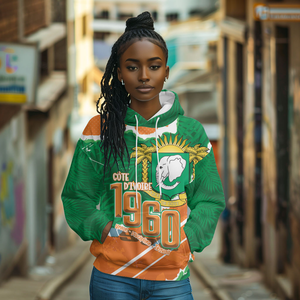 Cote d'Ivoire Independence Day Personalized Hoodie 1960 Proud Coat Of Arms Grunge Style