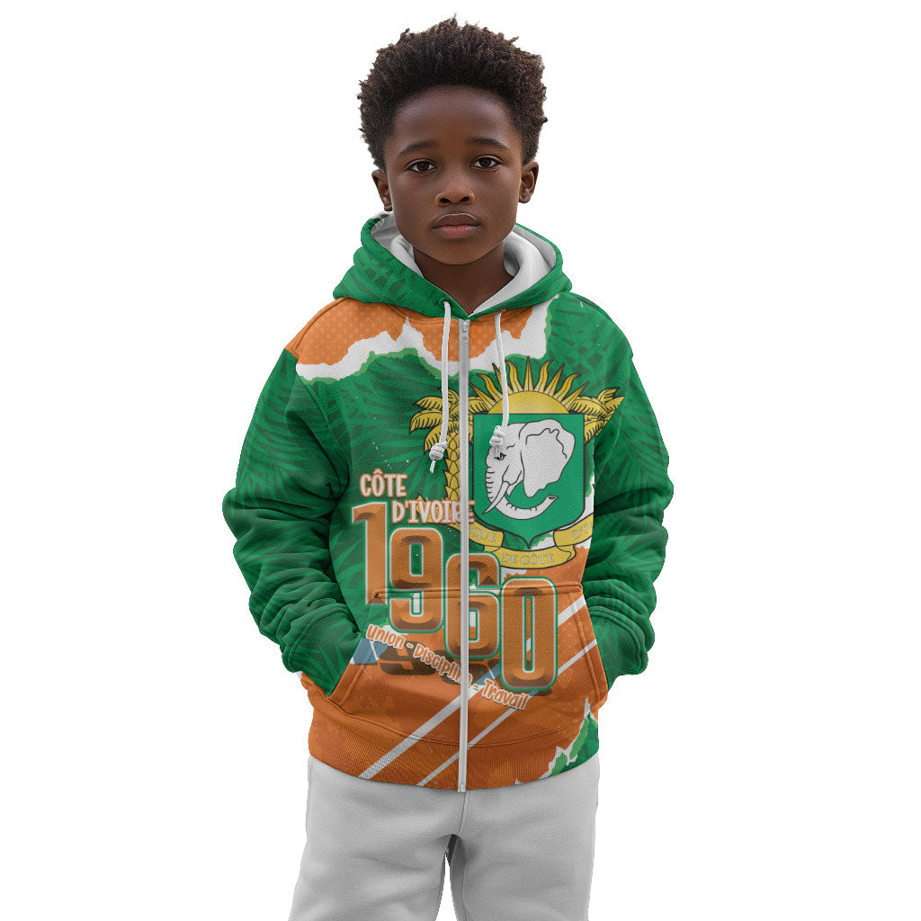 Cote d'Ivoire Independence Day Personalized Kid Hoodie 1960 Proud Coat Of Arms Grunge Style