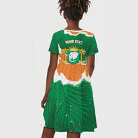 Cote d'Ivoire Independence Day Personalized Kid Short Sleeve Dress 1960 Proud Coat Of Arms Grunge Style