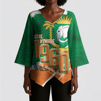 Cote d'Ivoire Independence Day Personalized Kimono Sleeve Blouse 1960 Proud Coat Of Arms Grunge Style