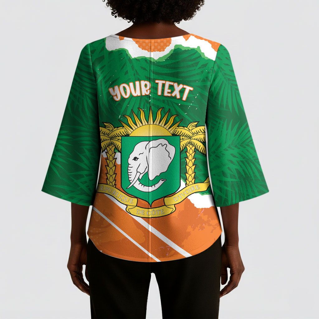 Cote d'Ivoire Independence Day Personalized Kimono Sleeve Blouse 1960 Proud Coat Of Arms Grunge Style