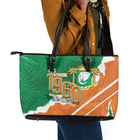 Cote d'Ivoire Independence Day Leather Tote Bag 1960 Proud Coat Of Arms Grunge Style