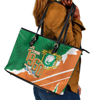 Cote d'Ivoire Independence Day Leather Tote Bag 1960 Proud Coat Of Arms Grunge Style