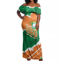 Cote d'Ivoire Independence Day Personalized Off Shoulder Maxi Dress 1960 Proud Coat Of Arms Grunge Style