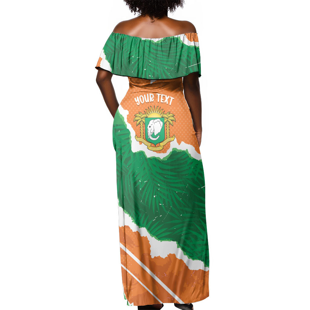 Cote d'Ivoire Independence Day Personalized Off Shoulder Maxi Dress 1960 Proud Coat Of Arms Grunge Style
