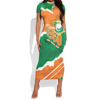 Cote d'Ivoire Independence Day Personalized Short Sleeve Bodycon Dress 1960 Proud Coat Of Arms Grunge Style