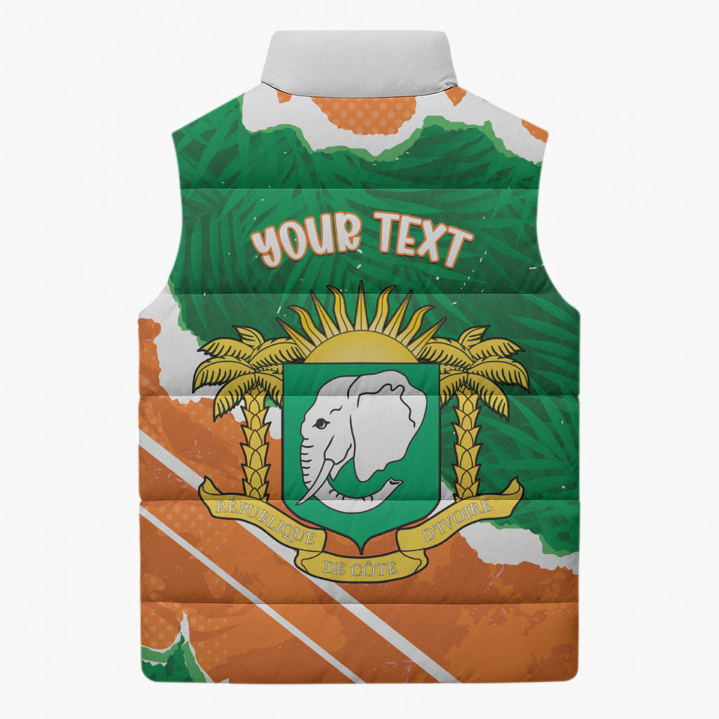 Cote d'Ivoire Independence Day Personalized Sleeveless Puffer Jacket 1960 Proud Coat Of Arms Grunge Style