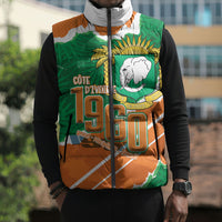 Cote d'Ivoire Independence Day Personalized Sleeveless Puffer Jacket 1960 Proud Coat Of Arms Grunge Style