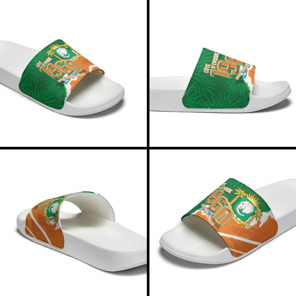 Cote d'Ivoire Independence Day Slide Sandals 1960 Proud Coat Of Arms Grunge Style
