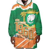Cote d'Ivoire Independence Day Personalized Wearable Blanket Hoodie 1960 Proud Coat Of Arms Grunge Style