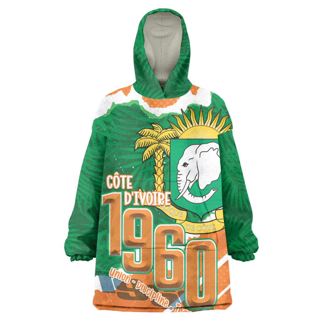 Cote d'Ivoire Independence Day Personalized Wearable Blanket Hoodie 1960 Proud Coat Of Arms Grunge Style