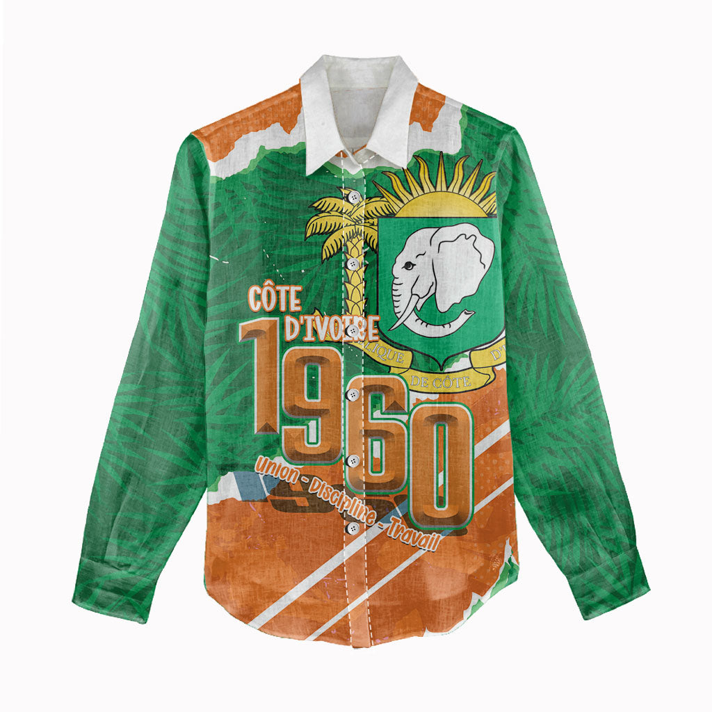 Cote d'Ivoire Independence Day Personalized Women Casual Shirt 1960 Proud Coat Of Arms Grunge Style