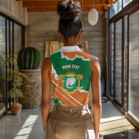 Cote d'Ivoire Independence Day Personalized Women Sleeveless Polo Shirt 1960 Proud Coat Of Arms Grunge Style
