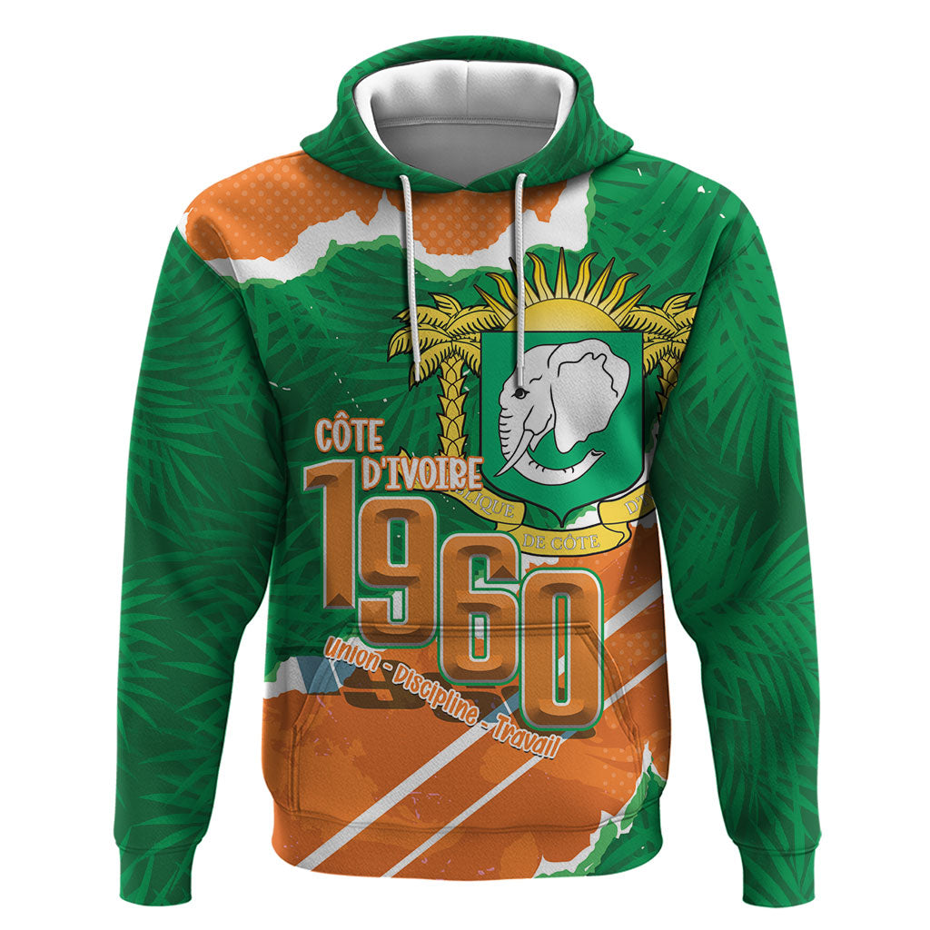 Cote d'Ivoire Independence Day Personalized Zip Hoodie 1960 Proud Coat Of Arms Grunge Style