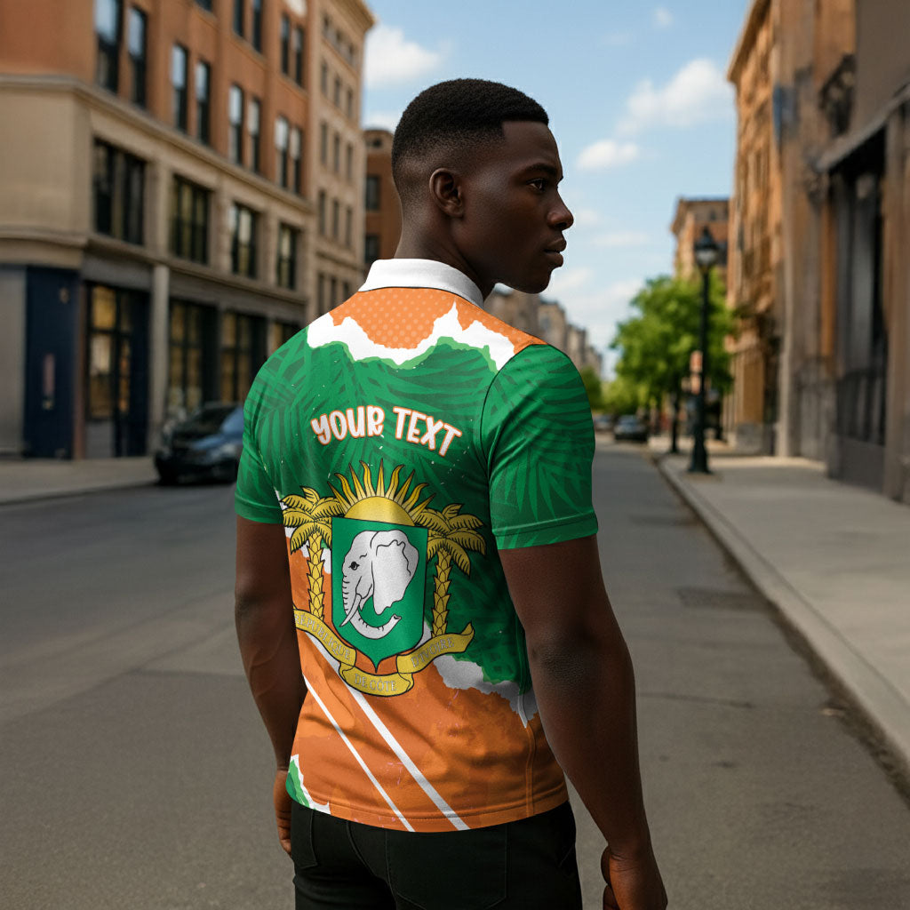 Cote d'Ivoire Independence Day Personalized Zipper Polo Shirt 1960 Proud Coat Of Arms Grunge Style