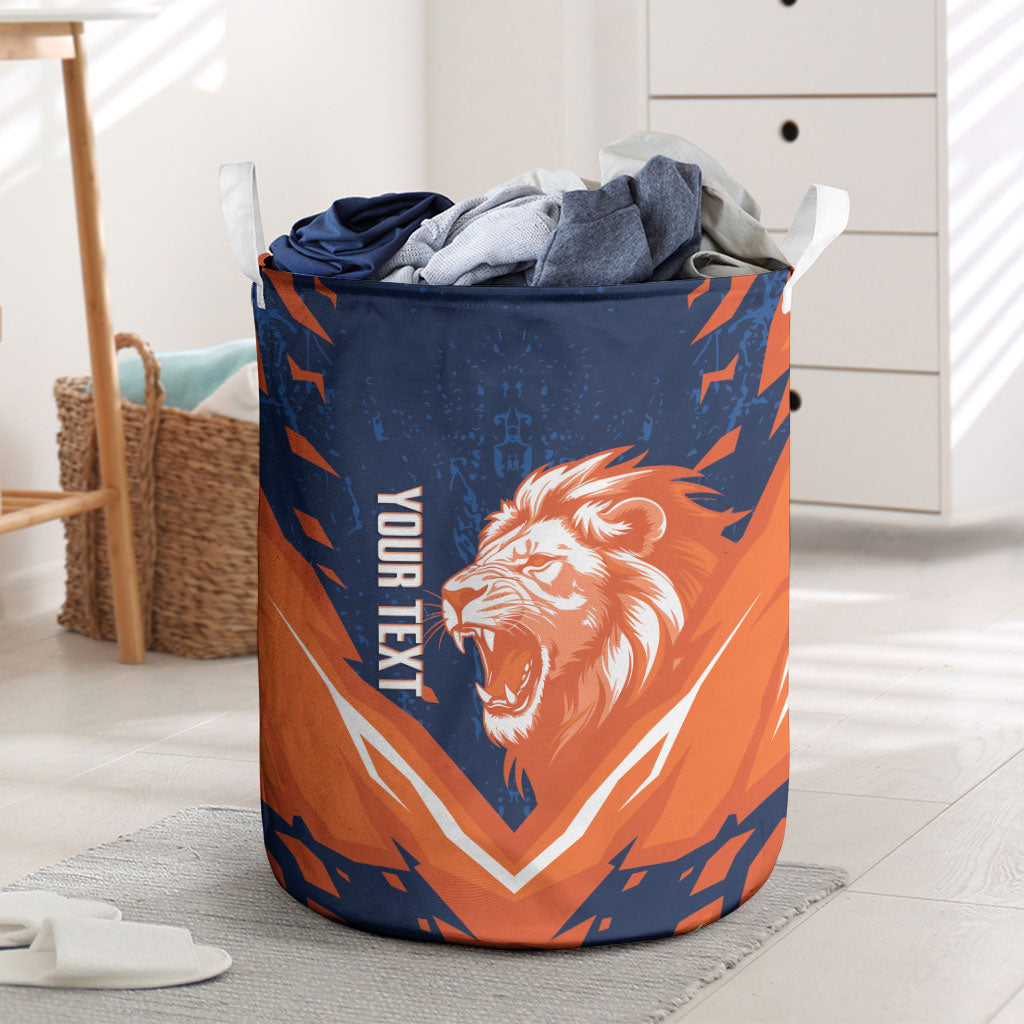 Custom Netherlands 2026 Football Laundry Basket Go Oranje Majestic Lion