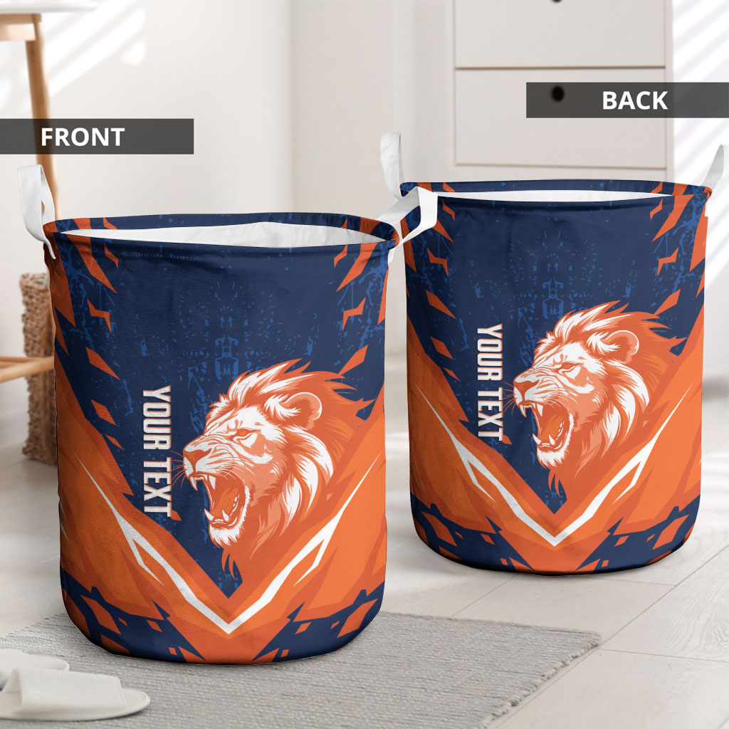 Custom Netherlands 2026 Football Laundry Basket Go Oranje Majestic Lion