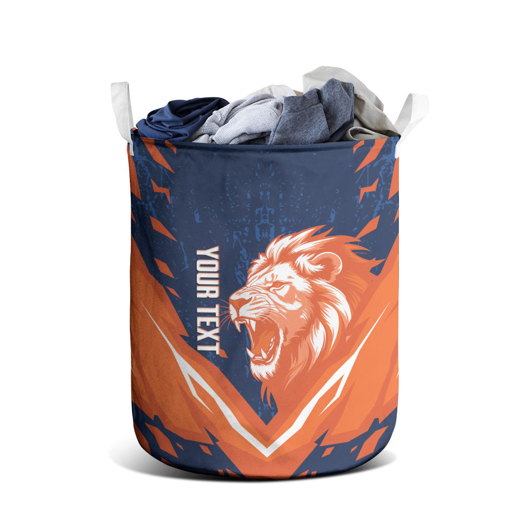 Custom Netherlands 2026 Football Laundry Basket Go Oranje Majestic Lion