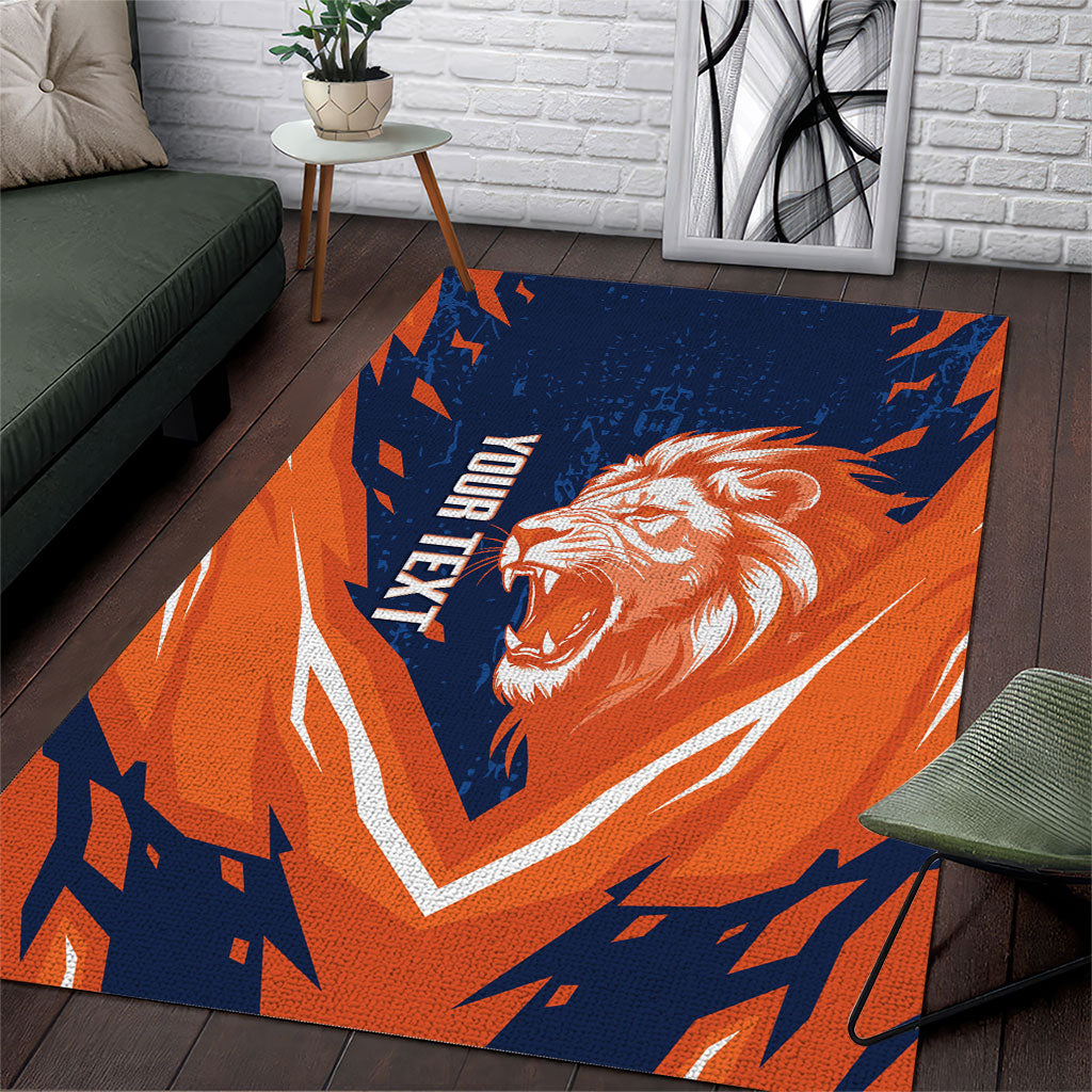 Custom Netherlands 2026 Football Area Rug Go Oranje Majestic Lion