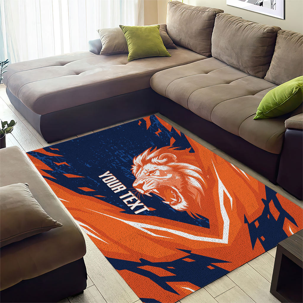 Custom Netherlands 2026 Football Area Rug Go Oranje Majestic Lion