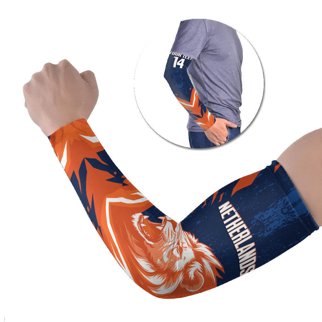 Custom Netherlands 2026 Football Arm Sleeves Go Oranje Majestic Lion
