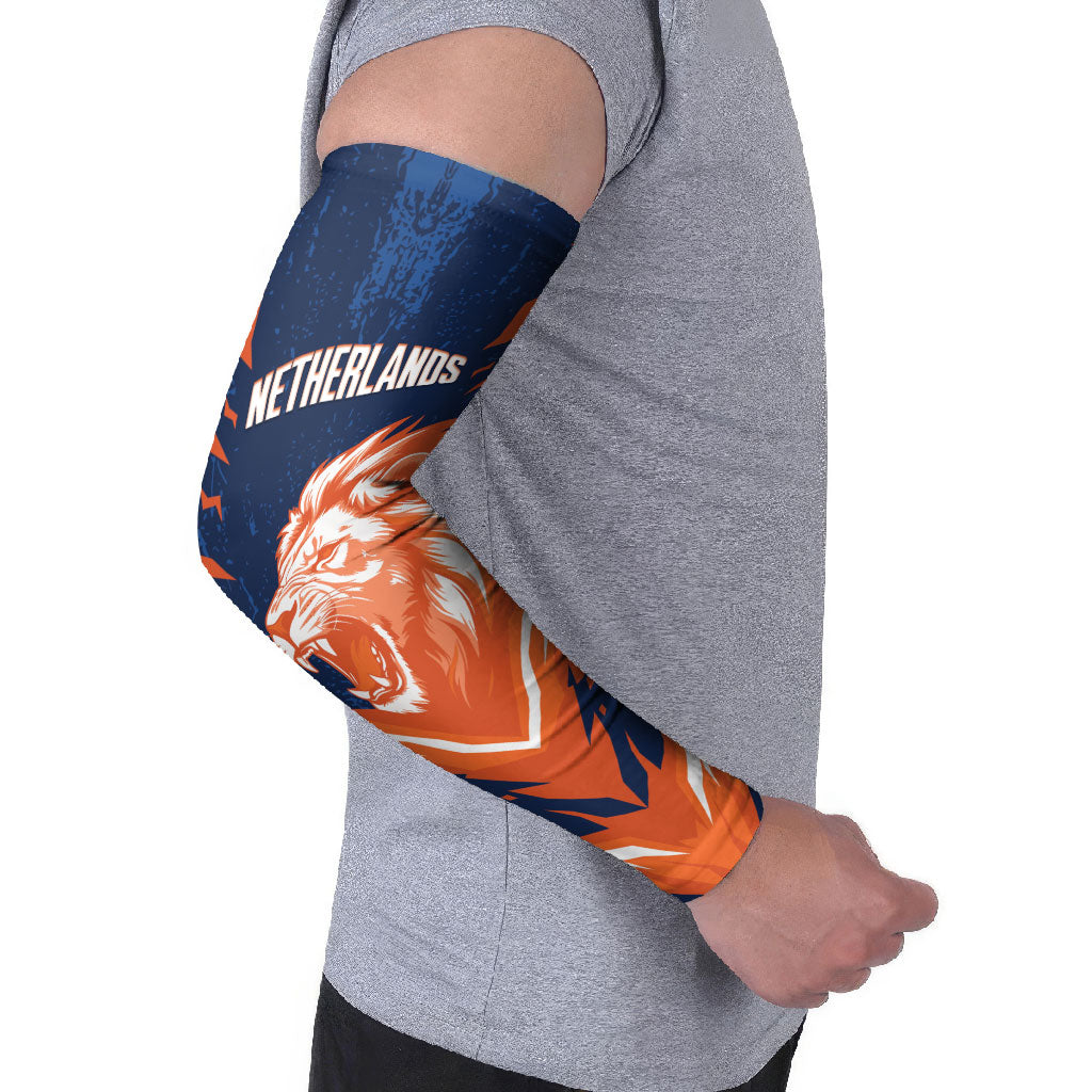 Custom Netherlands 2026 Football Arm Sleeves Go Oranje Majestic Lion